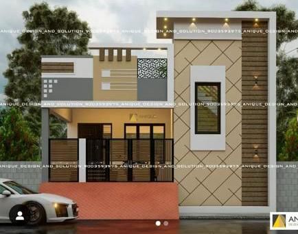 Simple Home Elevation Design, Home Elevation Single Floor, East Facing Single Floor Front Elevation Designs, Elevation Designs For House Single Floor, Simple Elevation Designs For House, Simple House Elevation, Simple Elevation Design, 2 Floor Elevation Design, Single Floor Elevation Design