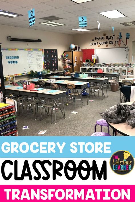 Check out this fun grocery store classroom transformation theme for elementary students in first, second, third, fourth, fifth grade. This shopping room transformation will set the stage to engage and is stress-free! It's a worksheet or escape room alternative, and can be used in small groups or partners. 1st, 2nd, 3rd, 4th, 5th graders enjoy classroom transformation ideas. Digital and printables for kids (Year 1,2,3,4,5) #setthestagetoengage #classroomtransformation #mathactivities Grocery Store Classroom, Classroom Store, Science Week, First Second Third, Classroom Transformation, Math Challenge, Printables For Kids, A Worksheet, Teacher Things