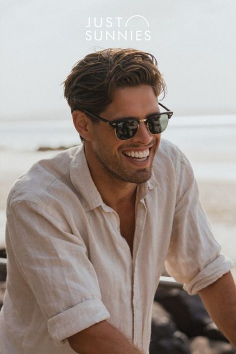 Beach Sunglasses Men, Sunglass Photography, Stylish Glasses For Men, Sunglasses Beach, Beach Sunglasses, Stylish Glasses, Shades Sunglasses, North Beach, Beach Fashion