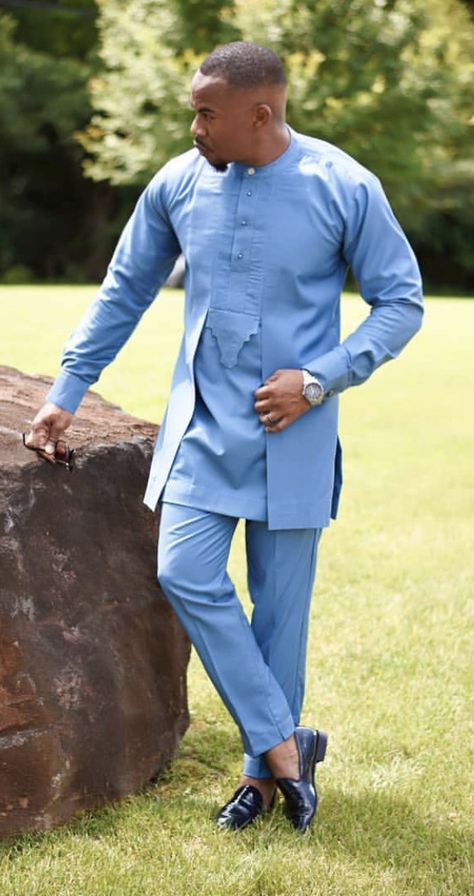 Ty n Ty Fashions Men African Fashion, Men Native, Latest African Wear For Men, African Wear For Men, Costume Africain, Nigerian Men Fashion, African Wear Styles For Men, Light Blue Fabric, Latest African Men Fashion