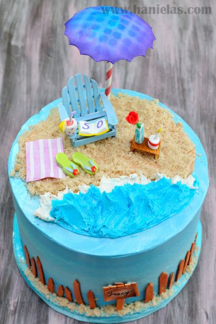 Beach Birthday Cake, Beach Themed Cakes, Beach Cake, Nautical Cake, Sea Cakes, Beach Cakes, Summer Cakes, Cake Decorating Tutorials, Fancy Cakes