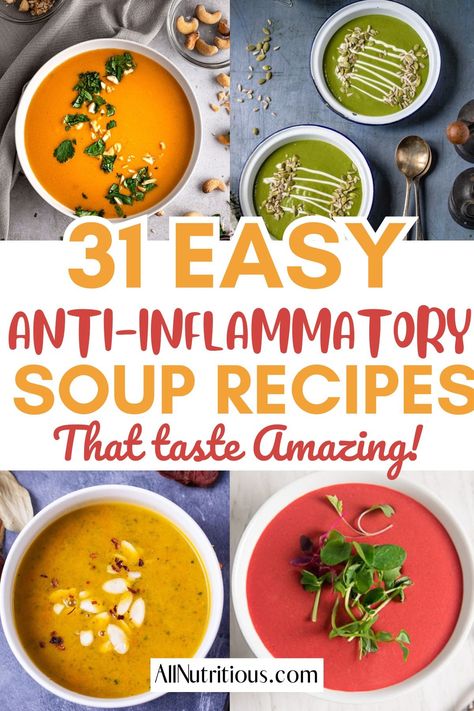 31 Anti-inflammatory Soup Recipes - All Nutritious Anti Inflammation Soup Recipes, Antiinflammatory Soup, Face Bloat, Vani Hari, Mediterranean Lunch, Inflammation Diet Recipes, Puffy Face, Healing Soup, Inflammation Recipes