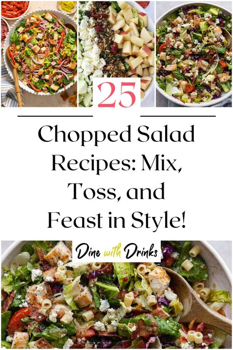 Collage of 4 chopped salad recipes. Best Chopped Salads, Salad With Pork Chops, Salad Chopper Recipes, Best Chopped Salad Recipes, Chop Salad Recipes, Chop Salads, Best Chopped Salad, Chop Salad, Chopped Salad Recipes