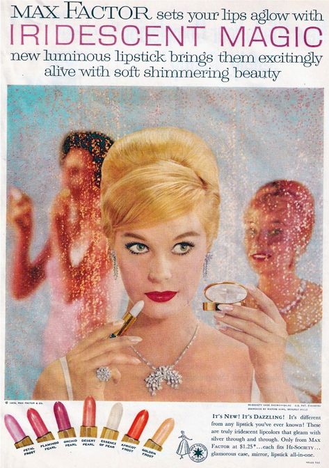 Max Factor Lipstick, Vintage Makeup Ads, Beauty Advertising, Makeup Ads, Glamour Vintage, Retro Makeup, Old Makeup, Retro Beauty, Beauty Ad