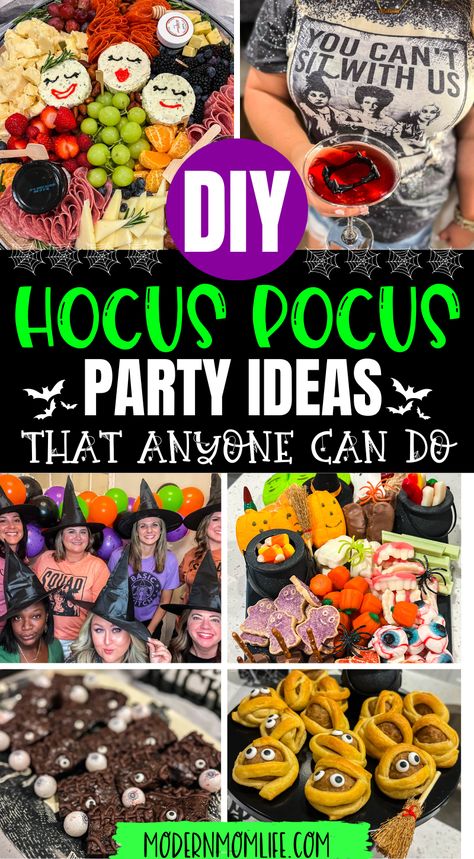 Disney Halloween Party Food, Hocus Pocus Dessert Board, Hocus Pocus Treats Halloween Party, Hocus Pocus Brunch, Hocus Pocus Snacks Ideas, Hocus Pocus Board Food, Hocus Pocus Halloween Party Ideas, Hocus Pocus Tea Party, Hocus Pocus Food Party Ideas