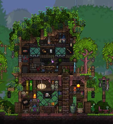 Terraria Game, Terrarium Base, Terraria Tips, Terraria House Ideas, Terraria House Design, Terraria House, Wall Terrarium, Jungle House, Base Building