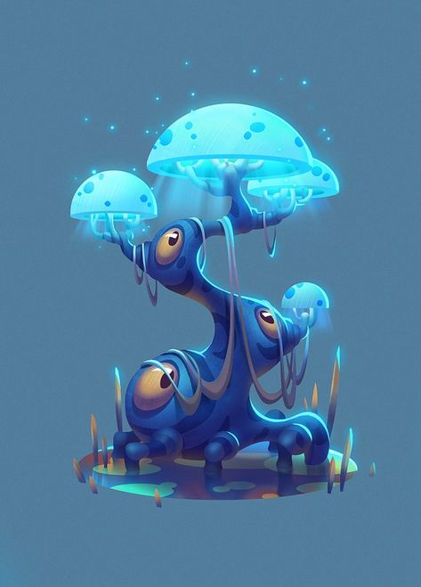 Alien Creature Art, Plants Fantasy Art, Fantasy Plants Concept Art, Fantasy Plants Art, Mushroom Concept Art, Game Props Concept Art, Stylized Environment Concept Art, Plants Concept Art, Stylized Character Concept Art