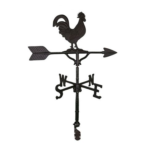 Black Rooster Weathervane - 32 in. Cape Cod Lighthouses, Black Rooster, Metal Rooster, Weather Vanes, Outdoor Living Decor, Perfect Weather, Country Style Homes, Metal Products, Hand Cast