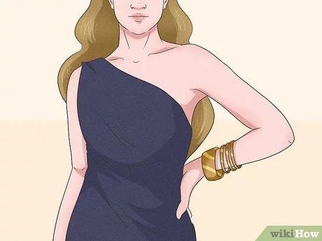 5 Ways to Accessorize a Dress - wikiHow Asymmetrical Neckline Dress, One Strap Dresses, Black Off Shoulder Dress, Hand Dress, Style Hacks, Crossover Dress, Halter Top Dresses, Necklace Dress, One Shoulder Gown