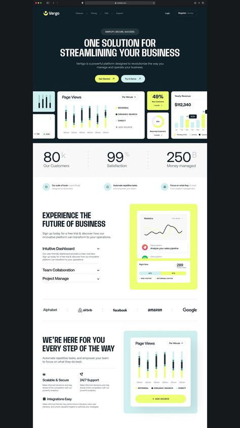 Vergo- Fintech SaaS Website Design | Behance :: Behance Saas Website Design, Saas Website, Website Layouts, Website Examples, Agency Website Design, Footer Design, Illustrator Design Tutorial, Ui Design Website, Agency Website