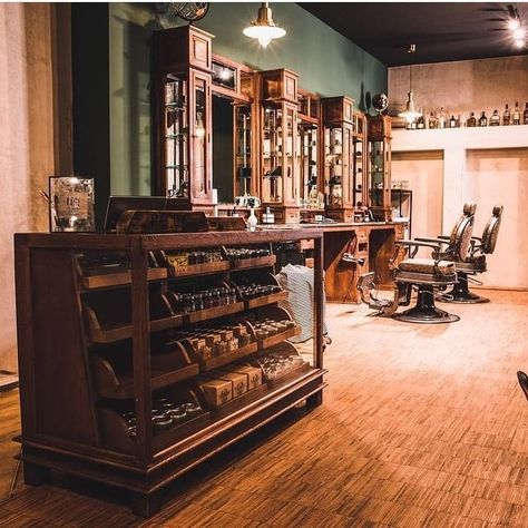 Classic retail counters | Barbershop display furniture | Barber furniture Classic Barber Shop, Classic Display, Barber Shop Interior, Retail Counter, Barber Chairs, Barbershop Design, Display Counter, Vintage Barber, Barber Shop Decor