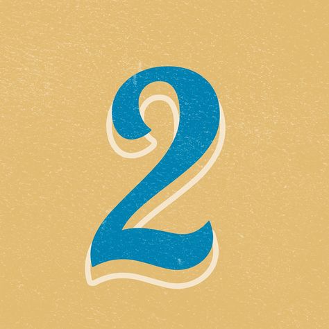 2 Calligraphy Number, 2 Aesthetic Number, 2 Number Design, Fonts 70s, Retro Numbers, 70s Lettering, 70s Font, Numbers Typography, Retro Display