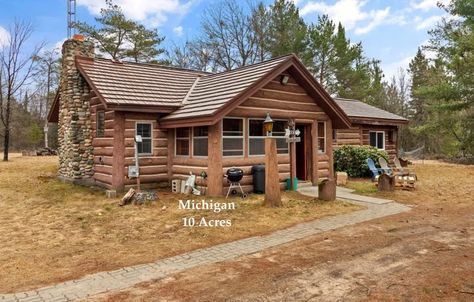 1975 Up North Michigan Log Home For Sale on 10 Acres Under $160K Log Homes For Sale, Up North Michigan, Permanent Residence, Florida Georgia, Log Home, Your Gorgeous, Up North, Northern Michigan, Water Views