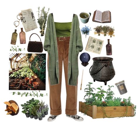 Goblincore Nails Aesthetic, Forest Green And Brown Outfit, Romantic Body Type Casual Outfit, Herbalist Aesthetic Clothes, Tomboy Cottagecore, Goblincore Outfits Summer, Grunge Cottagecore Outfits, Winter Cottagecore Outfit, Ghibli Outfits