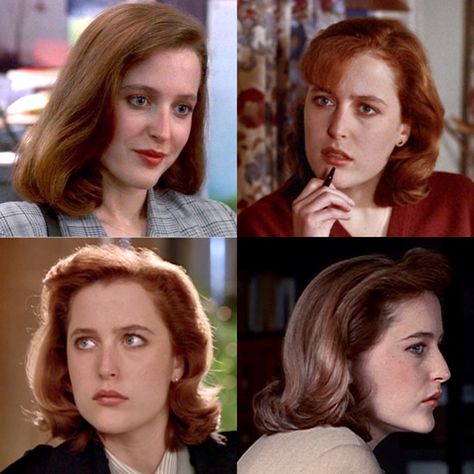 Dana Scully Season 1, Dana Scully Makeup, Gillian Anderson Hair, Dana Scully Hair, Scully Aesthetic, Scully Hair, Gillian Anderson 90s, Character Transformation, Enneagram 1