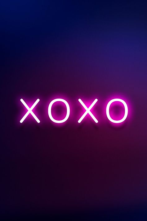 Pink Xoxo Wallpaper, Xoxo Wallpapers, Xoxo Neon Sign, Neon Widgets, Neon Pictures, Blue And Purple Background, Pink Neon Wallpaper, Neon Symbol, Neon Typography