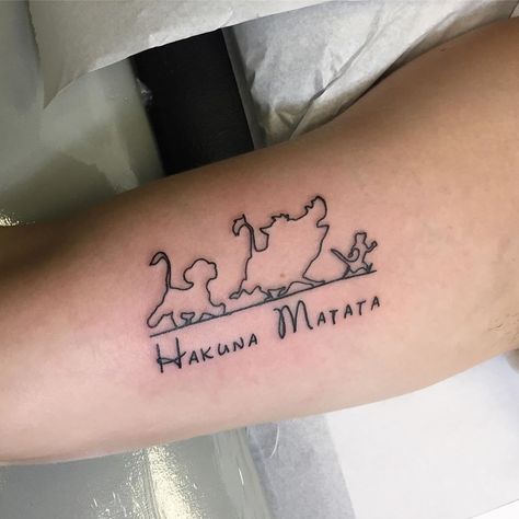 Azarja van der Veen on Instagram: “#hakunamatata #tattoo #tattoos #lines #disney” Hawkins Matata Tattoo, Hakuna Matata Tattoo Men, Lion King Hakuna Matata Tattoo, Hakuna Matata Tattoo, Pulse Tattoo, Meaning Of Hakuna Matata, Heel Tattoos, Pikachu Tattoo, Tattoo Cover-up