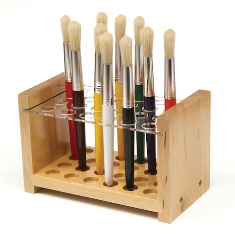 Purchase the Wooden Paint Brush Holder for Michaels.com Rangement Art, Paint Brush Holders, Acrylic Brushes, School Furniture, Pens Pencils, Brush Holder, Wooden Stand, Craft Storage, Paint Brush