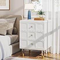 Gold Nightstand Bedside Tables, Gold Bedside Table, White And Gold Nightstand, Gold Nightstand, Tall Bedside Table, Storage Nightstand, Modern Chest Of Drawers, Small Chest Of Drawers, Modern Bedside Table