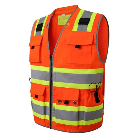 PRICES MAY VARY. 【Class 2 hi vis Safety Vest】The Uninova heavy duty safety vest with pockets for men is a class 2 safety vest designed specifically for professional field engineers, surveyors, and construction workers who need their hi vis vest meet ANSI/ISEA 107-2020 standards. The added 360° contrasting reflective green trim around the vest give it a more visible and more professional look 【Heavy-duty Functional】Made with heavy weight polyester fabric, heavy-duty front zipper, velcro flaps, an Sing Costumes, Construction Vest, Store Plan, Ipad Pouch, Vest Jackets, Reflective Vest, Safety Vest, Safety Clothing, Vest Designs