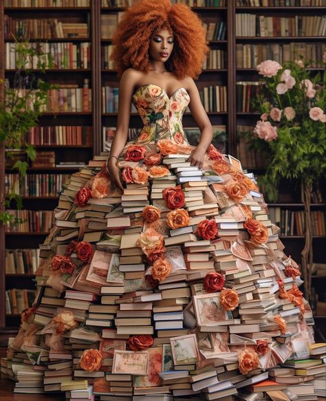 Book Hoarding, Book Dresses, Modeling Motivation, Afro Goth, American Stickers, Book Dress, Books Pics, Photography Pics, Black Goddess