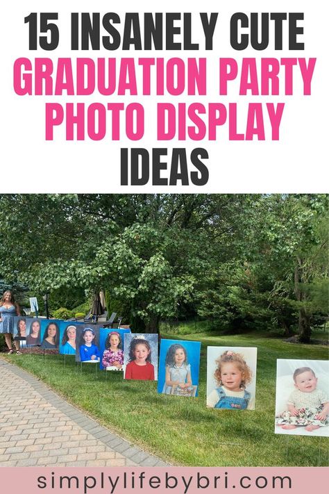 graduation party photo display ideas Graduation Party Photo Display, Party Photo Display, Graduation Poster Boards, Graduation Picture Display, Graduation Picture Boards, Eyebrows Thick, Graduation Party Picture Display, Graduation Photo Displays, School Pictures Display