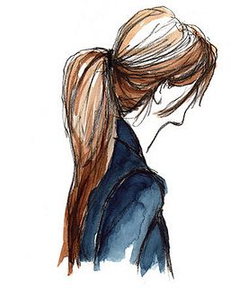 Ponytail by emily bowen Art Journals, A Drawing, Fashion Sketches, Fashion Drawing, Drawing Inspiration, Her Hair, Fashion Illustration, Fashion Art, Beautiful Art