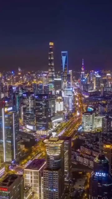 Skyscrapers Night View, Shanghai City Night, Tokyo City Night Aesthetic, Dubai City Night, Shanghai Wallpaper, Cities Video, Tokyo Video, Skyline Aesthetic, City Skyline Night