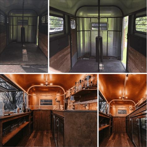 These Converted Horse Trailers Are The Coolest Creations Ever Converted Horse Trailer, Horse Box Conversion, Horsebox Bar, Mobile Bar Cart, Mobile Cocktail Bar, Bar On Wheels, Mobile Coffee Shop, Coffee Trailer, Travel Bar