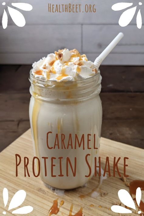 Delicious protein shake with caramel toffee protein powder, skim milk, Greek Yogurt, and pudding mix. This Caramel Toffee Protein Shake has 281 calories, 26 g protein, 24 g carbs, and 3 grams of fat. Caramel Premier Protein Shake Recipes, Twix Protein Shake, Caramel Premier Protein Recipes, Greek Yogurt And Pudding, Vanilla Protein Shake Recipes, Simple Protein Shake Recipes, Protein Powder Recipes Shakes, Health Beet, Fish For Beginners