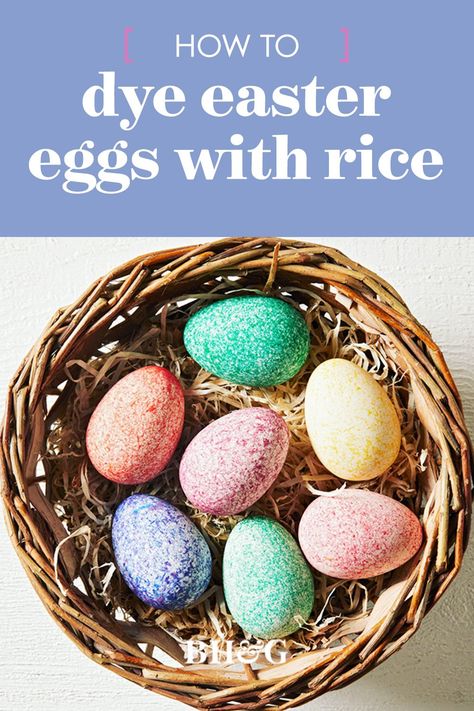 Rice Easter Eggs, Dye Eggs With Rice, Dye Easter Eggs With Rice, Rice Dyed Easter Eggs, Eggs With Rice, Food Coloring Chart, Dyed Rice, Unique Easter Eggs, Dyed Eggs