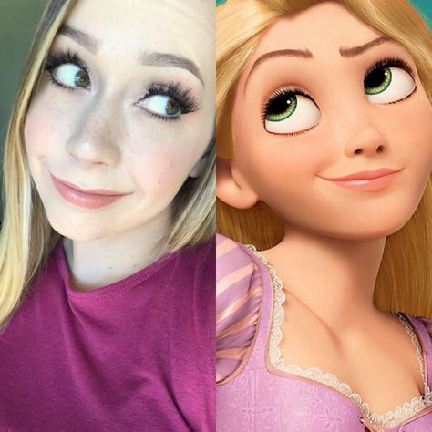 Tangled~ Rapunzel Makeup Look Repunzal Makeup Ideas, Repunzle Makeup, Tangled Makeup Look, Tangled Makeup, Tangled Rapunzel Makeup, Rapunzel Makeup Look, Rapunzel Makeup Look Tangled, Rupunzle Halloween Costumes, Rapunzel Makeup