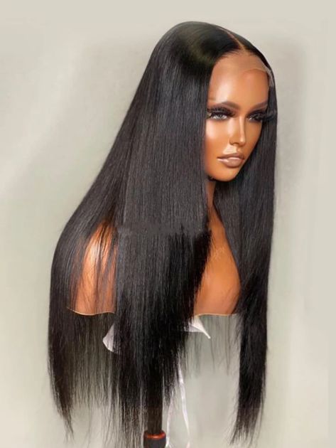 13*4 Lace Front Straight Human Hair Wig | SHEIN USA 20 Inch Wig Straight, Cute Long Straight Wigs, Straight Human Hair Wig, 8 Inch Wig Straight, Shein Wigs, Sheinv.com Wigs, Human Lace Wigs, Colored Wigs, Straight Human Hair