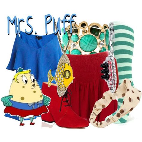 mrs puff costume polyvore | Mrs. Poppy Puff from SpongeBob SquarePants Mrs Puff Spongebob, Spongebob Outfit, Mrs Puff, Poppy Costume, Spongebob Musical, Spongebob Halloween, Spongebob Costume, Badass Halloween Costumes, Disneybound Outfits