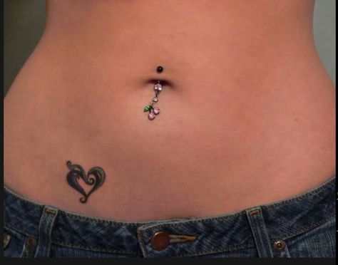 My cherry belly ring Bellow Belly Button Tattoo, Under Stomach Tattoo, Heart Stomach Tattoo, Belly Button Tattoos For Women Cover Up, Heart Tattoo Stomach, Under Belly Button Tattoo, Heart Hip Tattoo, Secret Tattoo Placement, Black Women Tattoos Ideas