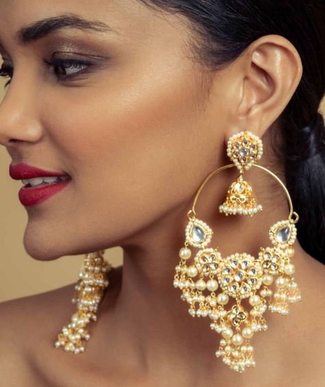 Karnphool Earrings, Bollywood Earrings, Kundan Chandbali, Butter Paper, Earrings Kundan, Pakistani Earrings, Band Tattoos, Schmuck Gold, Kundan Jewelry