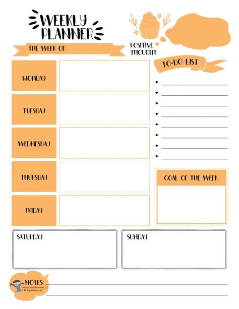 Printable Planner Pages - Daily, Weekly & Monthly Layouts! | Woo! Jr. Kids Activities Activity Planner Template, Orange Printable, Tatabahasa Inggeris, Weekly Planner Free Printable, Study Planner Printable, Weekly Planner Free, Print Planner, Weekly Planner Template, Daily Planner Pages