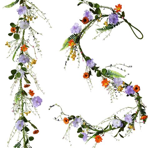 PRICES MAY VARY. 🌼-Daisy Flower Garland: Wildflower garland looks very beautiful and vivid. Garlands for decor with flowers can be used all seasons to decorate your home. Natural fresh color, elegant and generous. 🌼-Premium Quality: The spring summer floral garland is handmade with eucalyptus leaves. We paid more attention on details and craft, promised the flowers leaves not easy to fall off and fade! 🌼-Versatile Decor: This daisy and purple flower ivy is suitable for indoor or outdoor, hang Wildflower Aisle Decor, Wild Flower Decor, Wildflower Birthday Party Decor, Wildflower Decorations, Wildflower Baby Shower Decorations, Wildflower Party Theme, Wildflower Garland, Wildflower Birthday Party, Daisy Garland