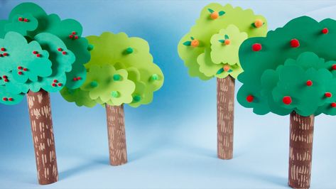 Stand Up Tree Craft 3 D Tree Craft, Making Trees Out Of Paper, Diy Trees For Diorama, 3d Paper Tree Craft, 3d Tree Craft, Ashok Vatika, 3d Paper Tree, Paper Tree Craft, Tissue Paper Trees