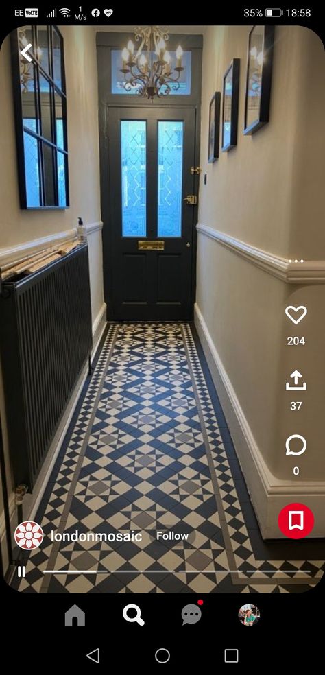 Victorian Entrance Hall, Victorian Hallway Ideas, Victorian Terrace Hallway, Edwardian Hallway, Hallway Tiles Floor, Entrance Hall Decor, Victorian Hallway, Victorian Floor, Hall Flooring