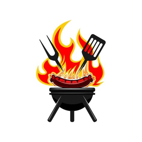 Bbq Cartoon, Grill Illustration, Bbq Grill Logo, Grill Icon, Barbecue Logo, Bbq Art, Bbq Logo, Grilling Art, Grill Logo