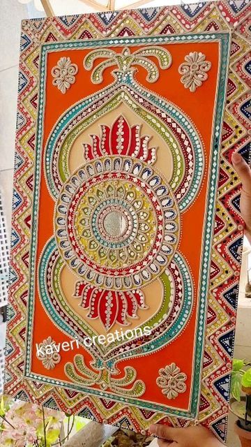 Art Mandala Design, Painted Mirror Art, Kutch Gujarat, Mural Art Design, Mosaic Art Diy, Modern Art Canvas Painting, Lippan Art, Traditional Wall Art, Mandala Art Therapy