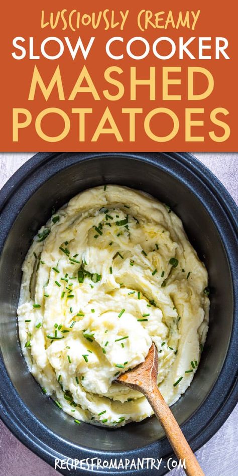 Crock Pot Mashed Potatoes, Slow Cooker Mashed Potatoes, Crockpot Mashed Potatoes, Cooking Thanksgiving Dinner, Thanksgiving Cooking, Salad Pasta, Mashed Potato Recipes, Idee Pasto Sano, Side Dishes Easy