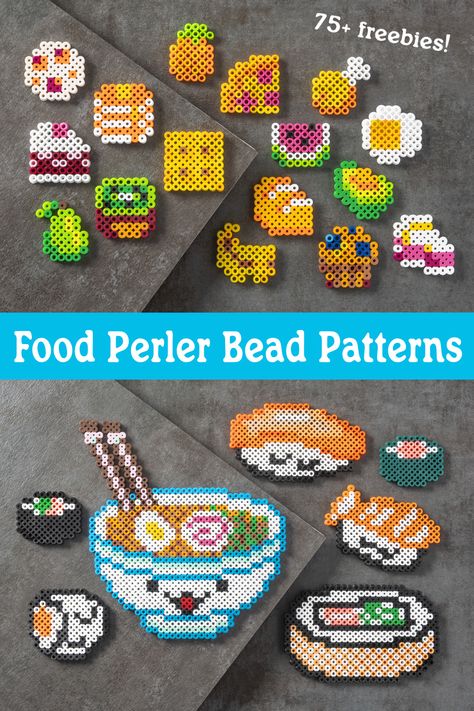 Perler Bead Pizza, Mini Food Perler Beads, Cute Food Perler Bead Patterns, Dessert Perler Beads, Pizza Perler Beads, Perler Bead Food Patterns, Food Perler Bead Patterns, Hama Beads Food, Perler Bead Food