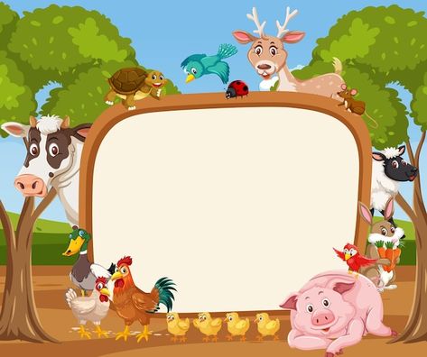 Empty banner with various wild animals i... | Premium Vector #Freepik #vector #jungle-safari #animal-frame #zoo-cartoon #zoo-background Zoo Background, Zoo Cartoon, Animal Frame, Animals In The Forest, Farm Vector, Powerpoint Background Templates, Wood Banner, Frame Wallpaper, Photo Frame Wallpaper