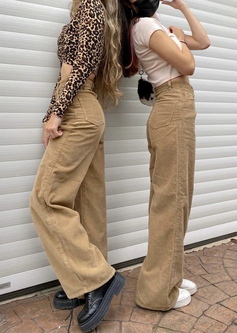 Corduroy Wide Leg Pants, Cord Pants, Cords Pants, Kawaii Dress, Platform Mary Janes, Brown Pants, Pantalon Large, Looks Vintage, Kawaii Fashion