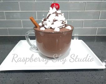 Sundae Vanilla, Faux Hot Chocolate, Clay Desserts, Hot Chocolate With Whipped Cream, Faux Desserts, Decorative Food, Christmas Cocoa, Confetti Cupcakes, Fake Cakes