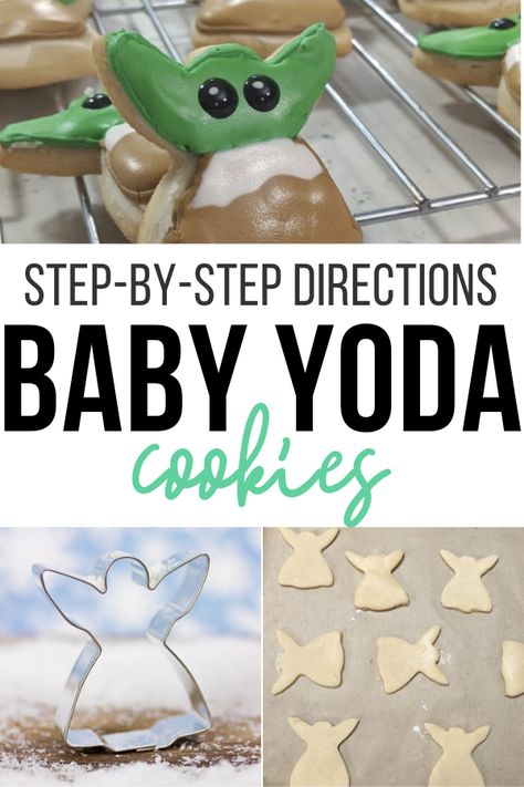 Baby Yoda Cookies, Yoda Cookies, Cake Without Flour, Mandalorian Birthday, Baby Joda, Yoda Birthday, Yoda Party, Yoda Cake, Angel Cookies