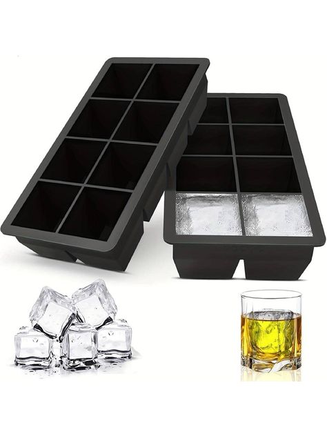 1 Set Large Ice Cube Tray For Refrigerator, Silicon Ice Cube Tray For Easy Ice Releasing, 8 Big Ice Cubes Per TrayI discovered amazing products on SHEIN.com, come check them out! Large Ice Cube Tray, Ice Cube Tray Molds, Plastic Ice Cubes, Silicone Ice Molds, Beer Storage, Whisky Drinks, Silicone Ice Trays, Black Tray, Silicone Tray