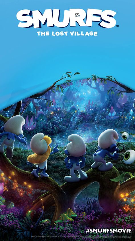 We love free goodies... Head over to SmurfsMovie.com to download your SMURFS: THE LOST VILLAGE phone background. While you’re there, check out the Fun & Activities tab for more downloads, crafts, recipes and loads of Smurfy fun! | #SmurfsMovie arrives in theaters in just a few days on April 7! Village Animation, Smurfs The Lost Village, Smurfs Movie, The Lost Village, Smurf Village, Lost Village, 2k Wallpaper, The Smurfs, Adventure Movie